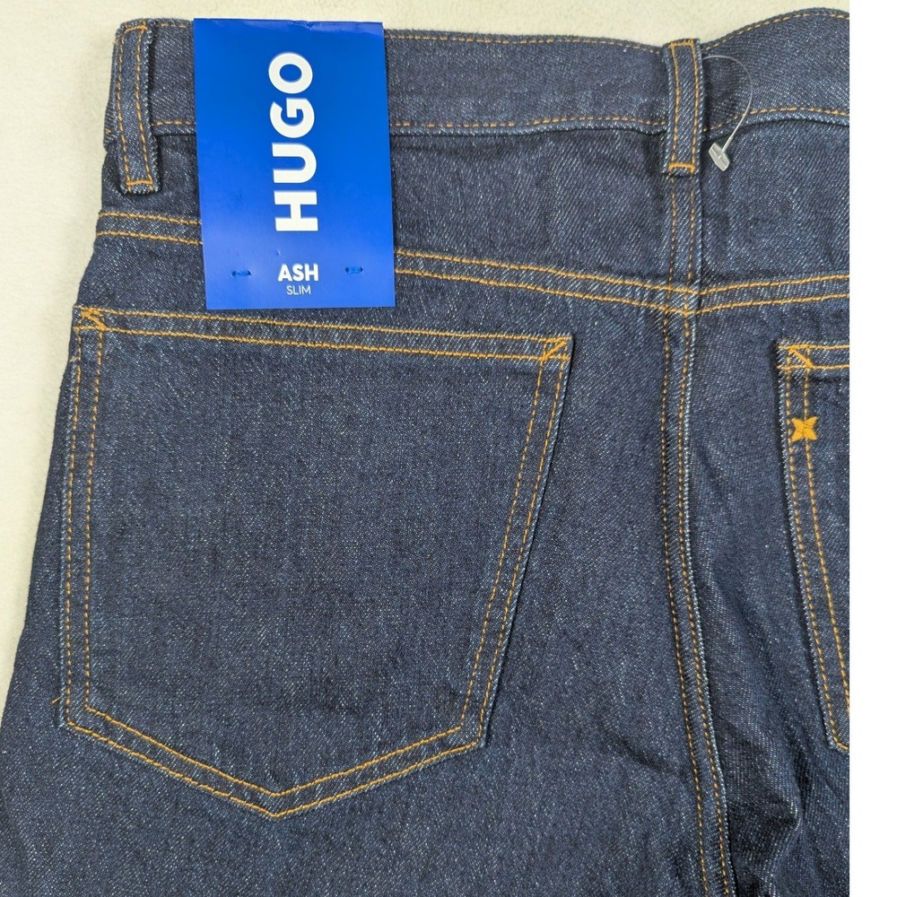 NEW Hugo Boss Ash Slim Fit Indigo Denim Jeans Mens 30x32 Dark Wash 50511422